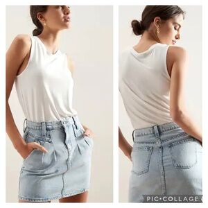 Lightweight light wash denim a -line mini skirt plus size 16